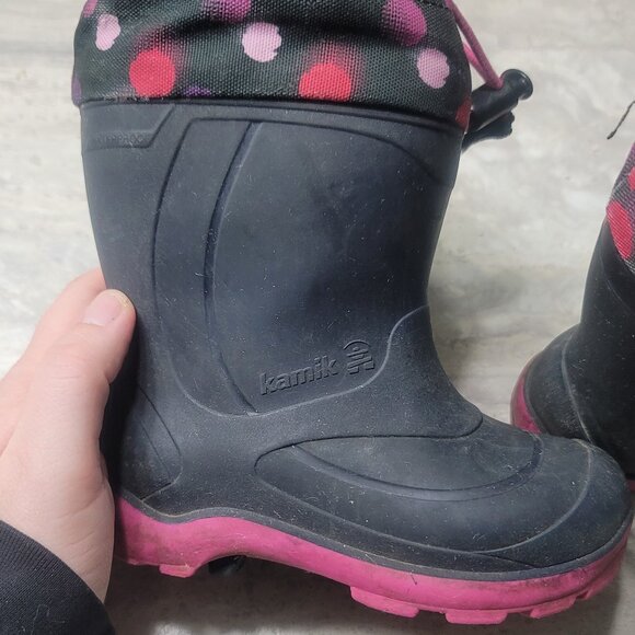 #256 Kamik Kids Boots Pink Black sz 8 - Picture 1 of 6